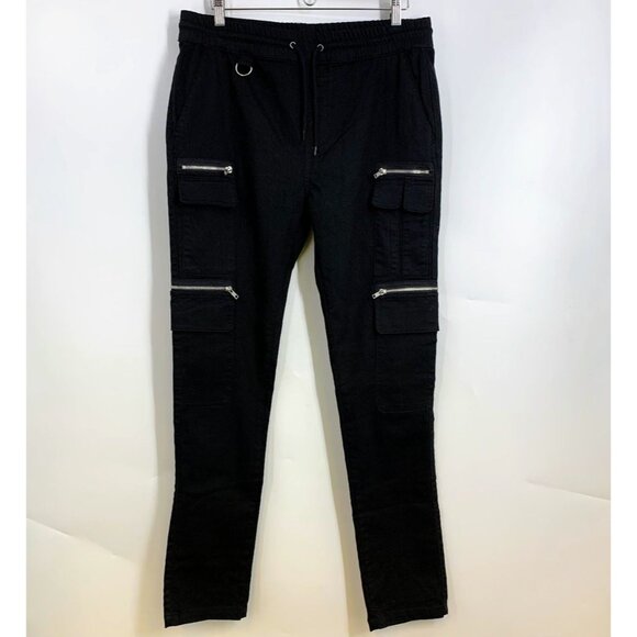 Hot Topic Men's Black Cotton Zipper Taper Goth Jogger Pants Size L NWT - Picture 1 of 13